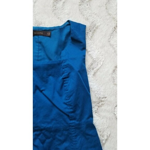 The Limited Blue Sleeveless Cotton Pencil Sheath Dress Size 2 - Picture 5 of 11